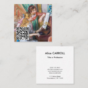 Renoir - Young Girls at the Piano - QR Code Square Business Card