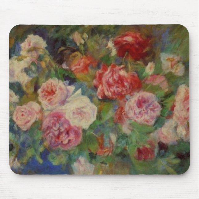Renoir'a A Vase of Roses Still Life Mouse Mat (Front)