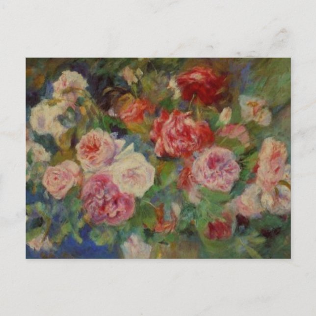 Renoir'a A Vase of Roses Still Life Postcard (Front)