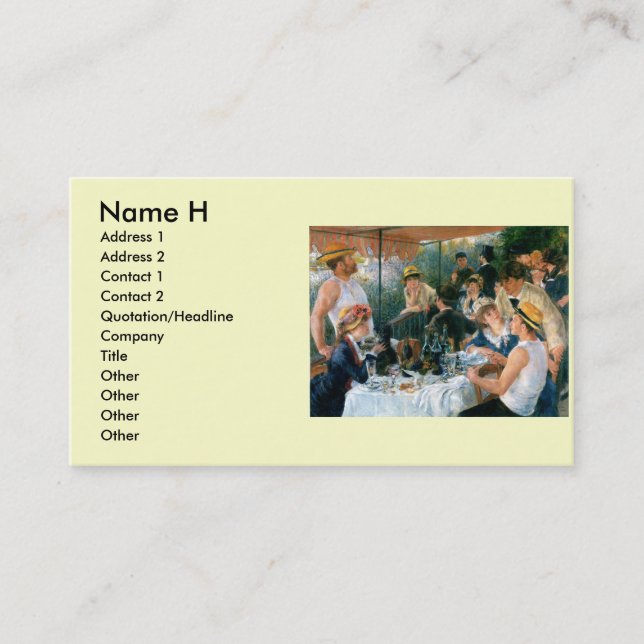 Renoir's Luncheon of the Boating Party (1881) Business Card (Front)