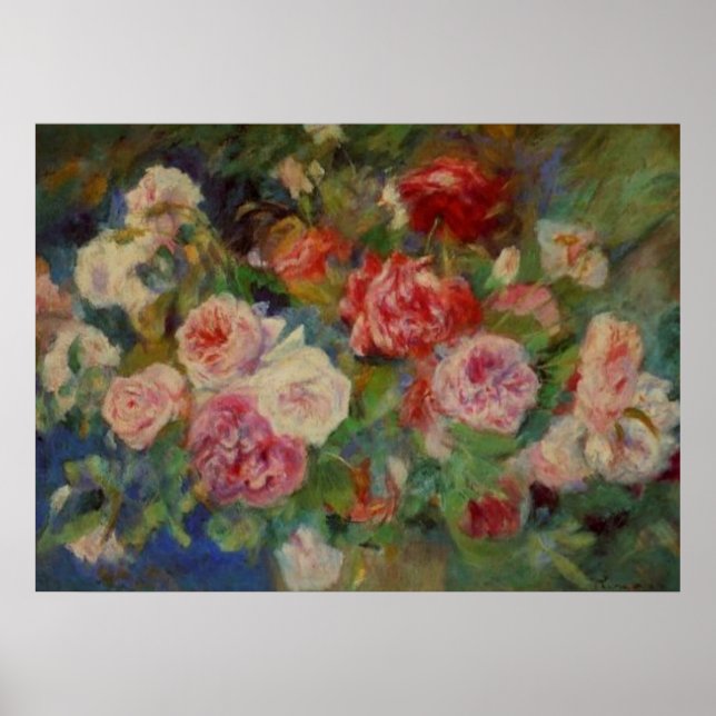Renoir's Roses in a Vase Still Life Poster (Front)
