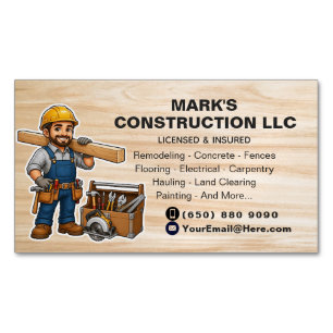 Renovation Contractor Builder Magnetic Business Card