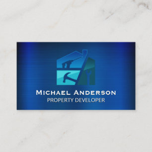 Renovations Repair Hand Tools Blue Metallic Business Card