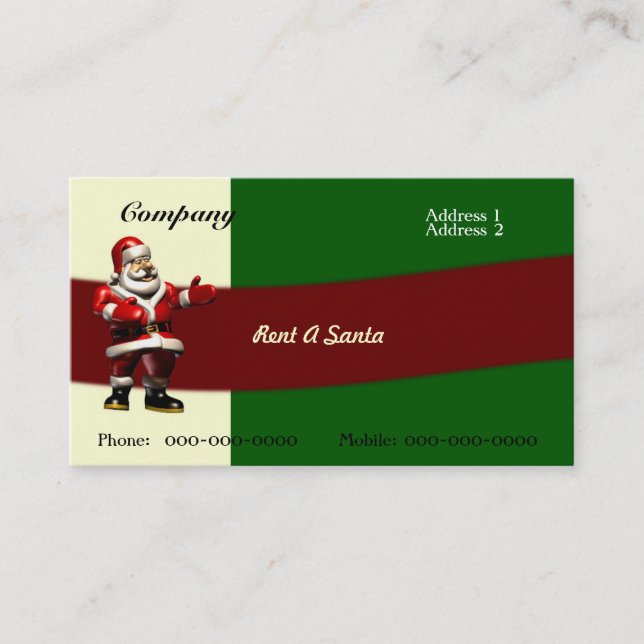 Rent A Santa Business Card (Front)