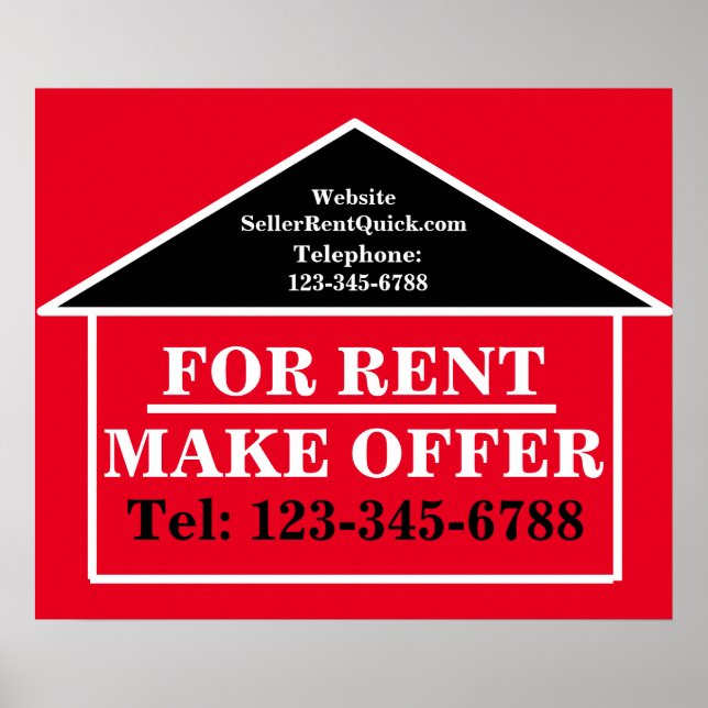 RENT BY OWNER MAKE OFFER Instant Download RE Sign  (Front)