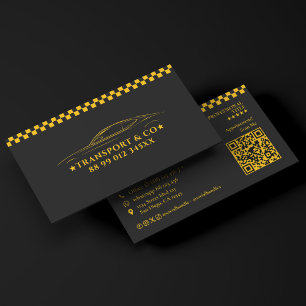 Rent Transport Car Driver Cab Yellow Black Business Card
