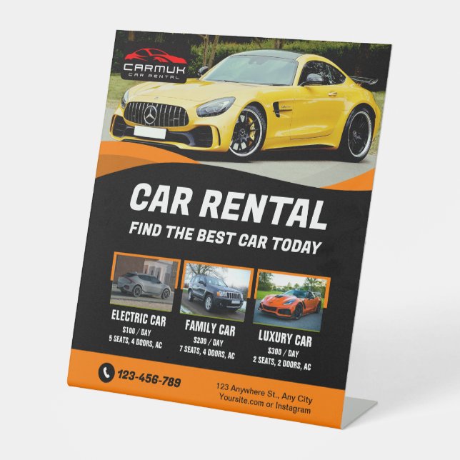 Rental Car Premium Professional Modern  Pedestal Sign (Front)