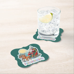Rentierschlitten mit Rudi - Paper Coaster