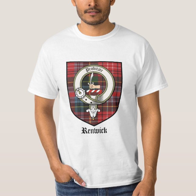 Renwick Clan Crest Badge Tartan T-Shirt (Front)