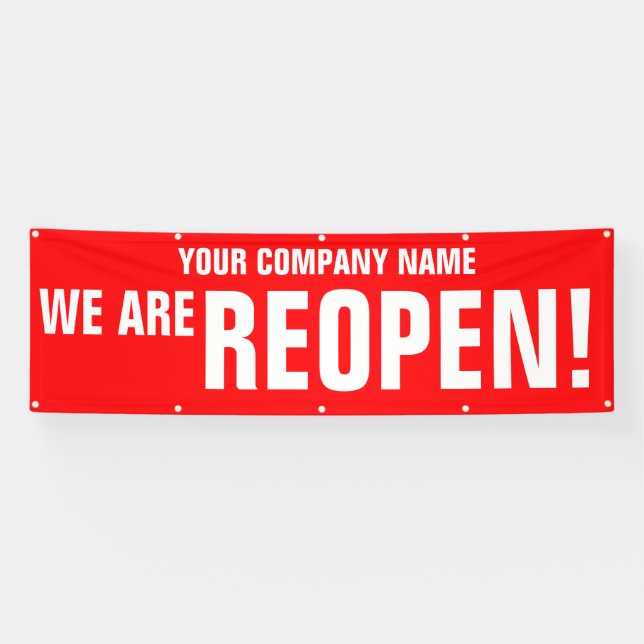Reopen business call to action signage banner (Horizontal)