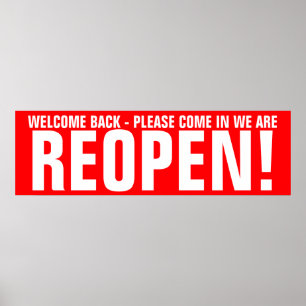 Reopen business call to action signage poster