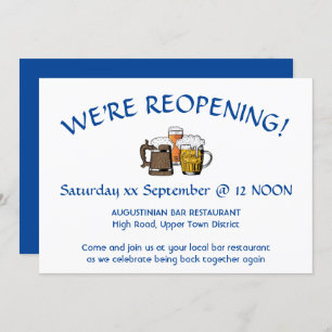 REOPENING Bar Reunion Customisable DEEP BLUE Invitation