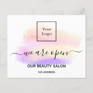 Reopening beauty salon light white lashes pastel flyer