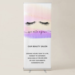 Reopening beauty salon light white lashes pastel retractable banner