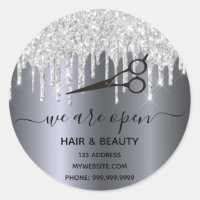 Reopening hair silver glitter beauty salon sparkle