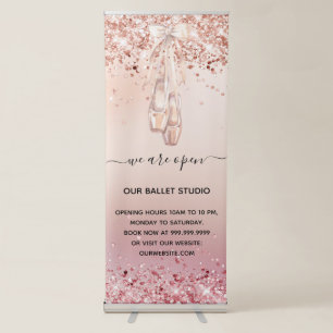 Reopening rose gold pink ballet dance school retractable banner