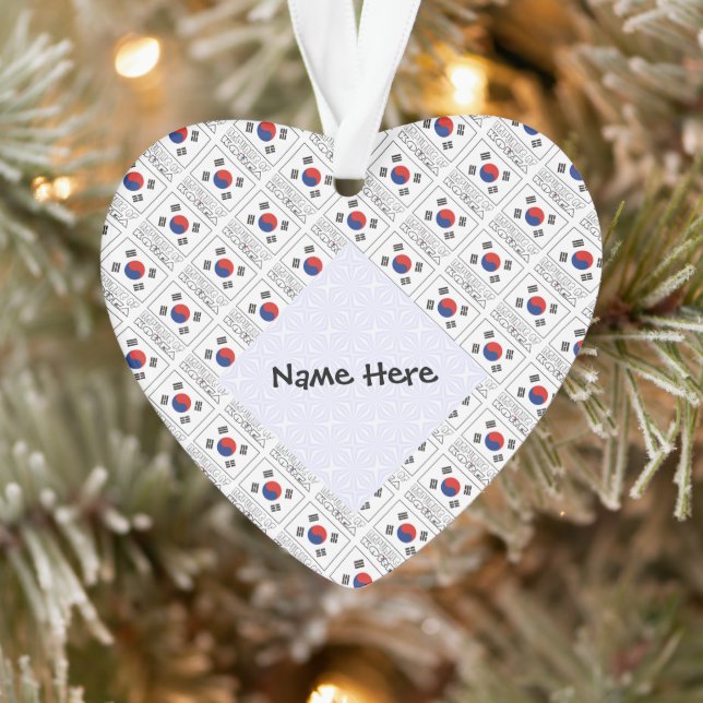 Rep. Korea S Korean Flag Tiled Personalised Name Ornament (Tree)
