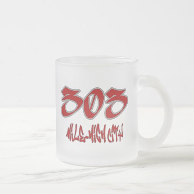 Rep Mile-High City (303) Frosted Glass Coffee Mug (Right)