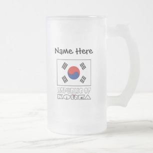 Rep. of Korea S South Korean Flag Personalised Nam Frosted Glass Beer Mug
