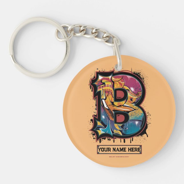 Rep Your Name: Customisable Graffiti Letter "B" Key Ring (Front)