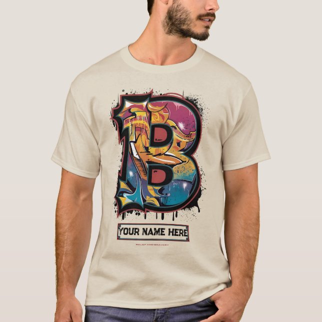 Rep Your Name: Customisable Graffiti Letter "B" T-Shirt (Front)