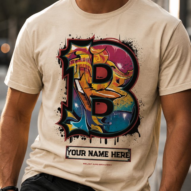 Rep Your Name: Customisable Graffiti Letter "B" T-Shirt (Creator Uploaded)