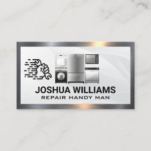 Repair Fix Logo   Appliances Metal Background Business Card