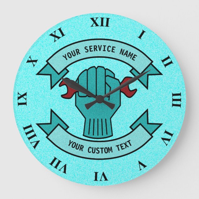 Repair Mechanic Technician Plumber With Red Wrench Large Clock (Front)