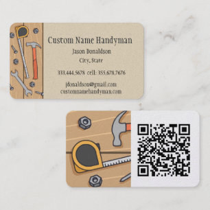 Repair Person, Handyman Custom QR Code Business Card