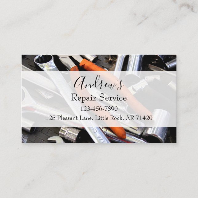 Repair Service Wrench & Tools Business Card (Front)