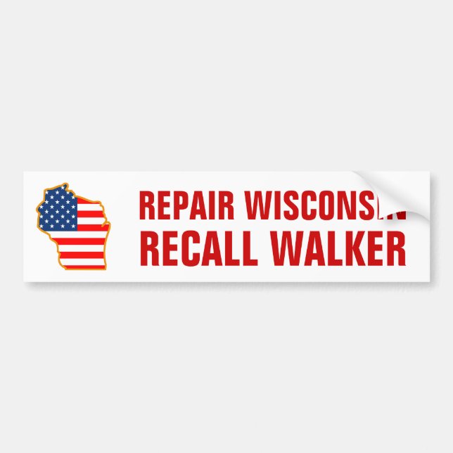 Repair Wisconsin, Recall Walker Bumper Sticker (Front)