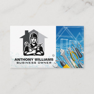 Repairman   Carpentry Tools   Blueprints  Business Card