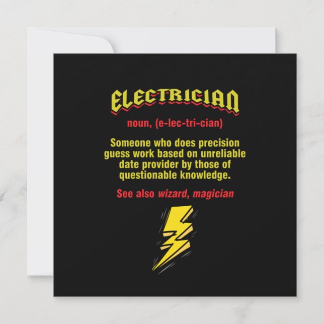 Repairman Electricity Tradesman Electric Electrica Invitation (Front)