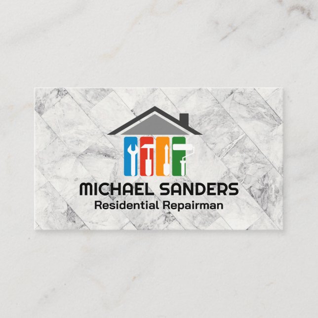 Repairman Services | Hand Tool Icons Business Card (Front)