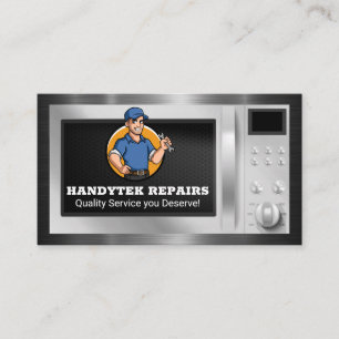 Repairman with Wrench   Microwave Appliance Business Card
