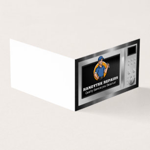 Repairman with Wrench   Microwave Appliance Business Card