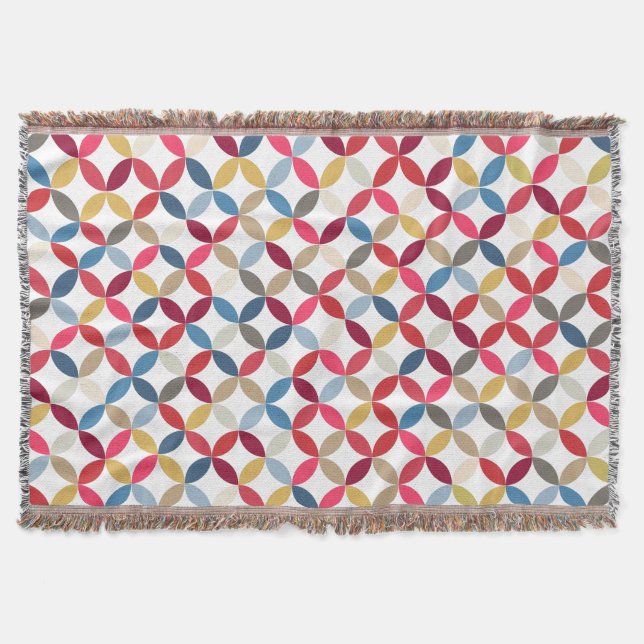 Repeat circle quarters leaves style pattern throw blanket (Front)