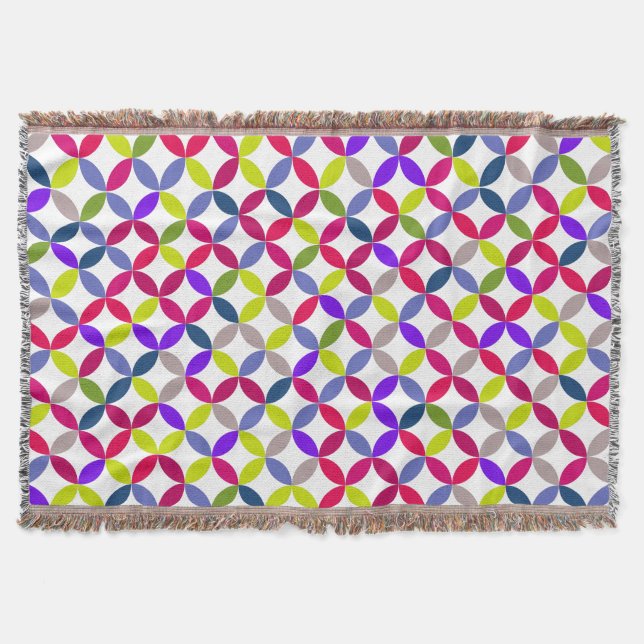 Repeat circle quarters style bright pattern throw blanket (Front)