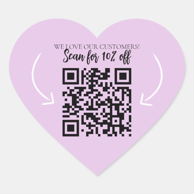 Repeat customer loyalty marketing QR code purple Heart Sticker (Front)