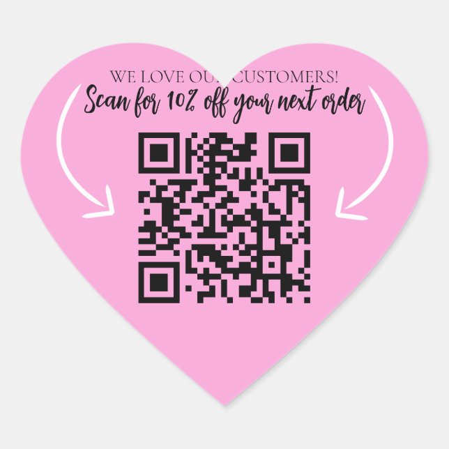 Repeat customer website marketing QR code pink Heart Sticker (Front)