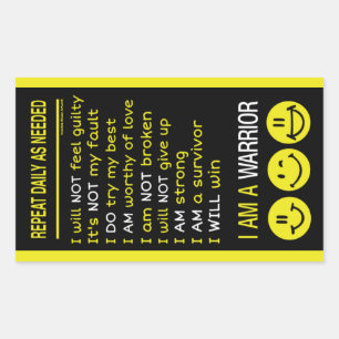 Repeat Daily as Needed...I'm a Warrior Rectangular Sticker