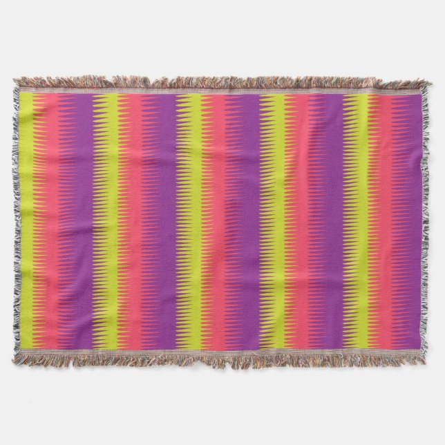 Repeat dogtooth stripe bright pattern throw (Front)