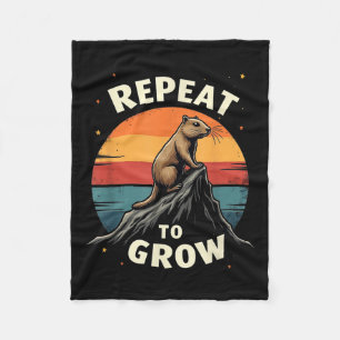 Repeat To Grow Groundhog Day Retro Design  Fleece Blanket