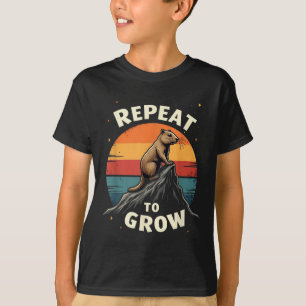 Repeat To Grow Groundhog Day Retro Design T-Shirt