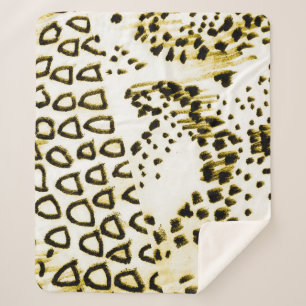 Repeatable Snake Skin. Yellow Fashion Style. White Sherpa Blanket