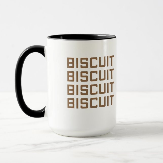 repeated biscuit text art mug (Left)