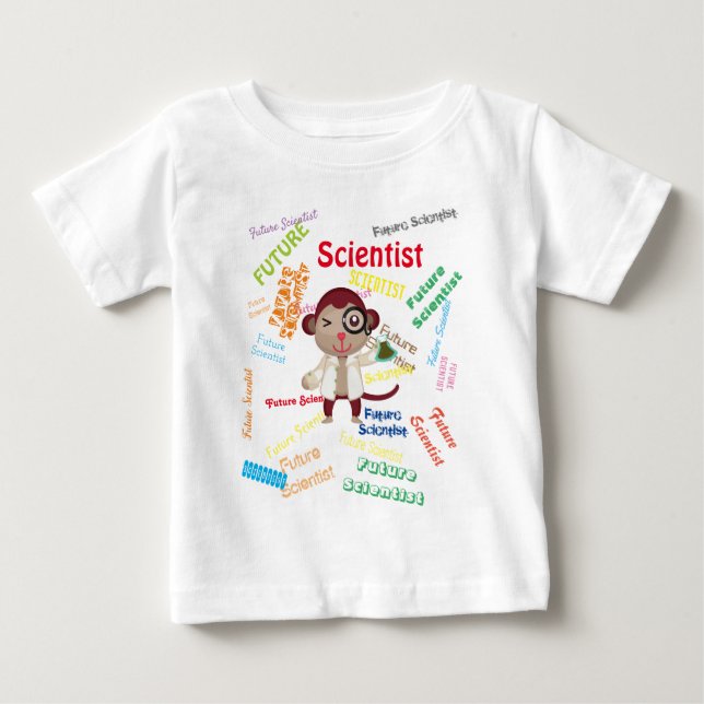 Repeated Future Scientist Monkey Birthday Party Baby T-Shirt (Front)
