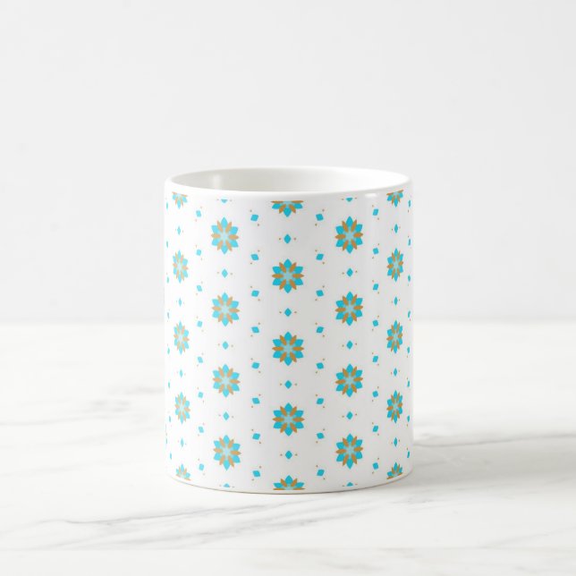 repeated geometric floral pattern design  coffee mug (Center)