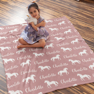 Repeated Names Horse Purple Simple Fleece Blanket