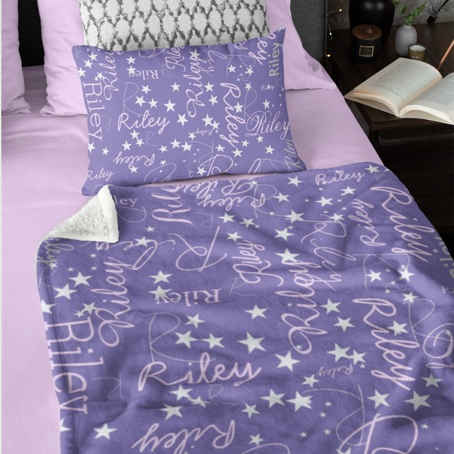 Repeated Names Speckled Stars Periwinkle Fleece Blanket (Creator Uploaded)